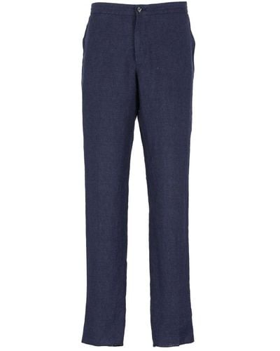 Zegna Button Detailed Straight Leg Trousers - Blue