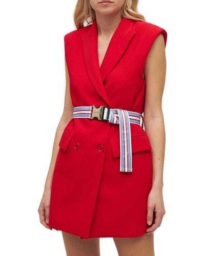ERMANNO FIRENZE Double-breasted Belted Waistcoat - Red