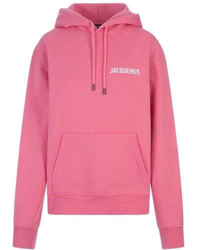 Jacquemus Logo Printed Drawstring Hoodie - Pink