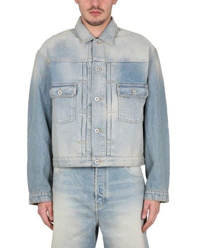 KENZO Long-sleeved Buttoned Denim Jacket - Blue