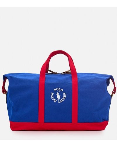 Polo Ralph Lauren Logo Embroidered Zipped Duffle Bag - Blue