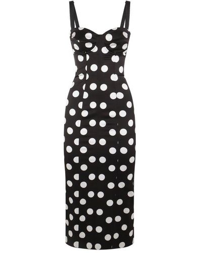 Dolce & Gabbana Polka Dot Printed Sleeveless Dress - Black