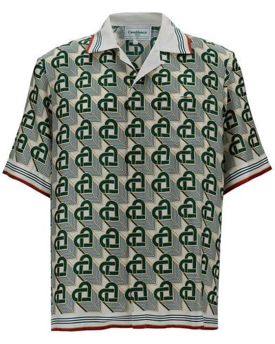 Casablancabrand Heart Monogram Short Sleeved Shirt - Green