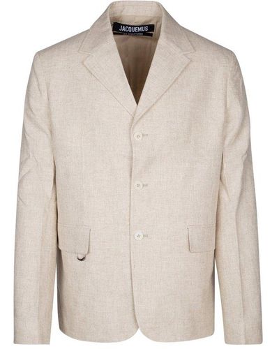Jacquemus Buttoned Long-sleeved Jacket - Natural