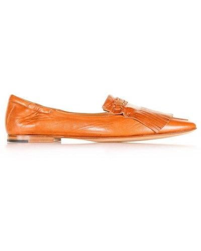 Pomme D'or Fringed Detailed Slip-on Loafers - Orange