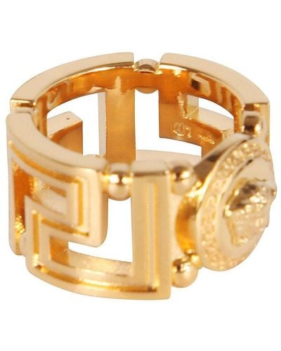 Versace Chained Logo Ring - Metallic