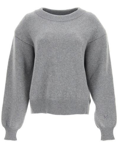 Magda Butrym Crewneck Sweater With Padded Shoulders - Natural