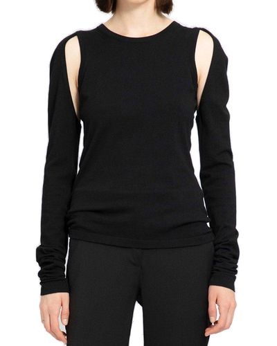 Helmut Lang Cut Out Knitted Sweater - Black