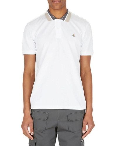 Vivienne Westwood Orb Embroidered Short Sleeved Polo Shirt - White