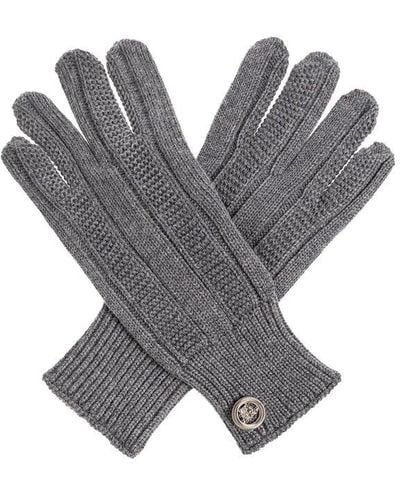 Versace Wool Gloves, - Grey