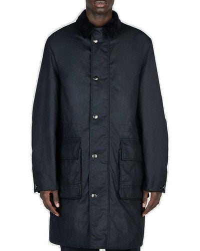 Burberry Equestrian Knight-motif Buttoned Padded Coat - Blue