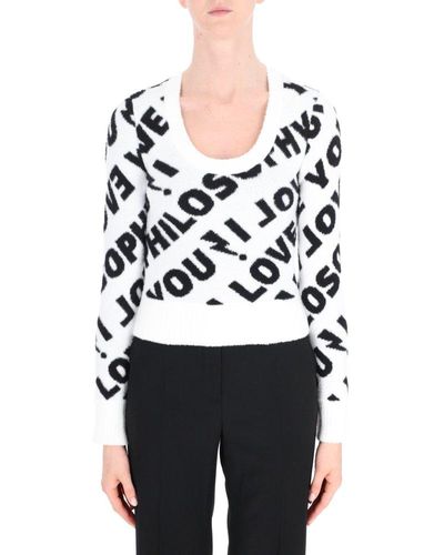 Philosophy Di Lorenzo Serafini All-over Patterned Long-sleeved Sweater - White