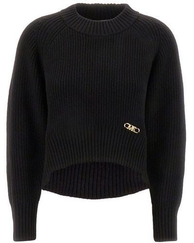 MICHAEL Michael Kors Logo Plaque Cropped Sweater - Black
