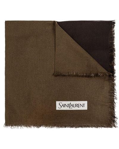 Saint Laurent Scarf With Logo, - Brown
