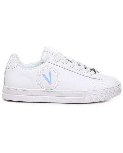 Versace Round Toe Lace-up Trainers - White