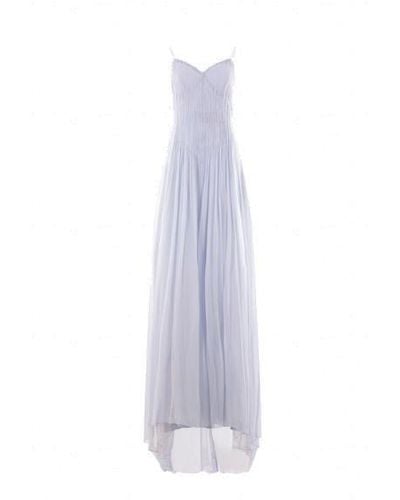 Ermanno Scervino Semi-sheer Pleated Maxi Dress - White