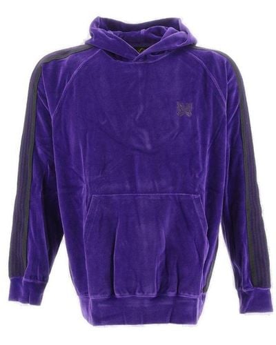 Needles Logo Embroidered Pouch-pocketed Hoodie - Purple