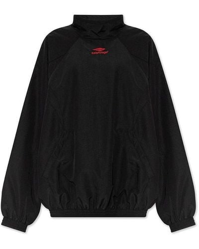 Balenciaga Logo-embroidered Oversized Fit Sweater - Black