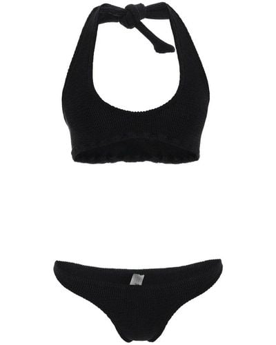 Reina Olga Pilou Scrunch Halterneck Bikini Set - Black