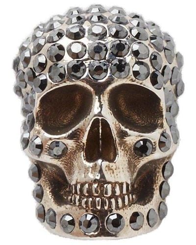 Alexander McQueen -tone Skull Crystal Earring - Metallic
