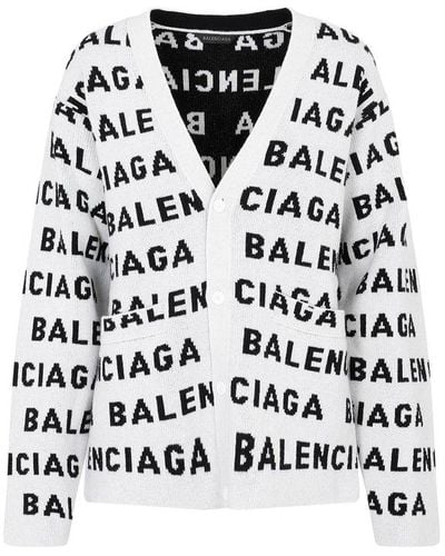 Balenciaga All-over Cardigan Sweater - White