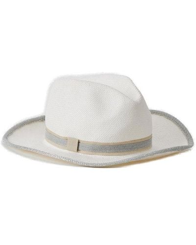 Le Tricot Perugia Metallic-thread Panama Hat - White
