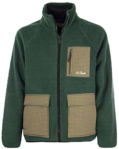 Mc2 Saint Barth Sherpa Jacket With Plaid Patch Pockets - Green