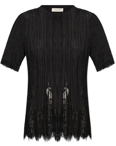 Zimmermann Lace Detailed Pleated Top - Black