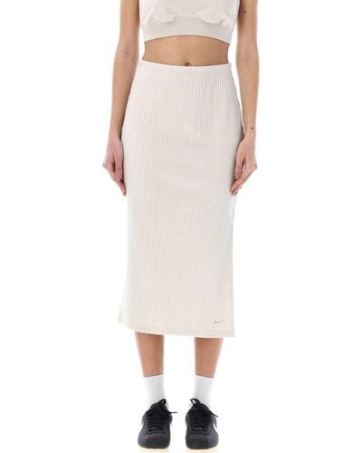 Nike Sportswear Chill Knitted Slim Ribbed Midi Skirt - White