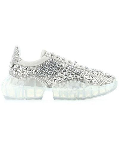 Jimmy Choo Embellished Lace-up Trainers - Metallic