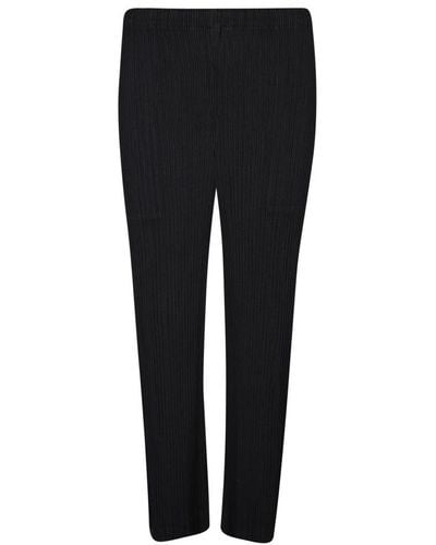 Issey Miyake High-waist Pleated Cropped Trousers - Black
