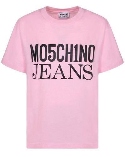 Moschino Jeans Logo-printed Crewneck T-shirt - Pink