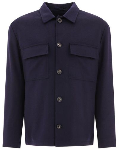 Lardini Long Sleeved Button-up Shirt Jacket - Blue