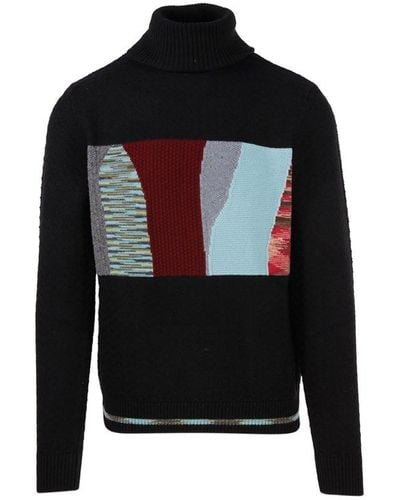 Missoni Patchwork Roll-neck Knitted Sweater - Black