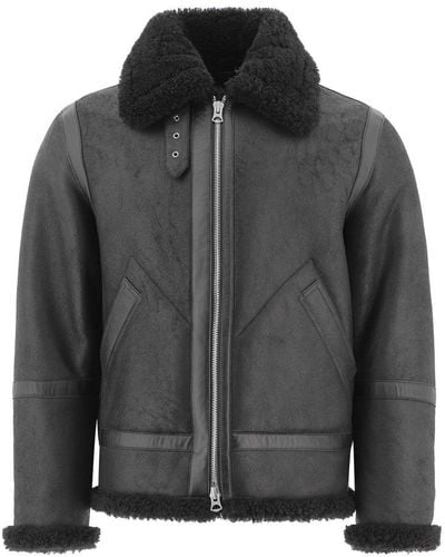 Acne Studios Shearling Leather Zipped Jacket - Black
