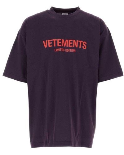 Vetements Logo Printed Crewneck T-shirt - Blue