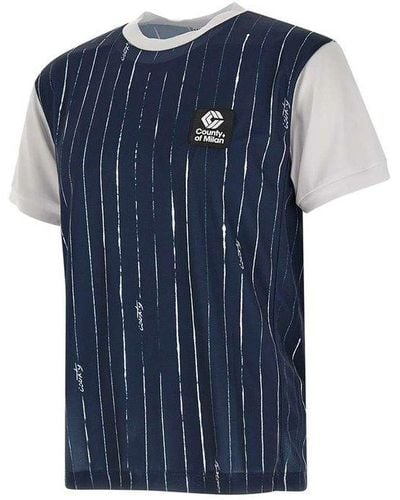 Marcelo Burlon Logo Patch Striped T-shirt - Blue