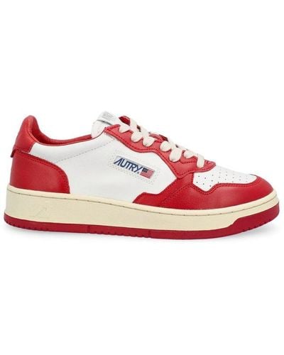 Autry Round Toe Lace-up Trainers - Red