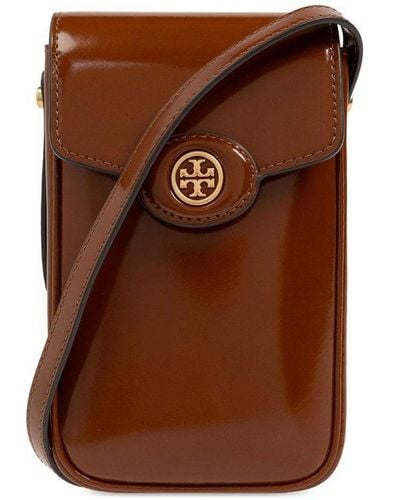 Tory Burch Robinson Logo Plaque Phone Pouch - Brown