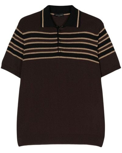 Roberto Collina Striped Polo Shirt - Black