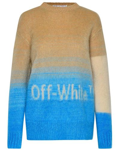 Off-White c/o Virgil Abloh Helvetia Logo Intarsia-knit Jumper - Blue