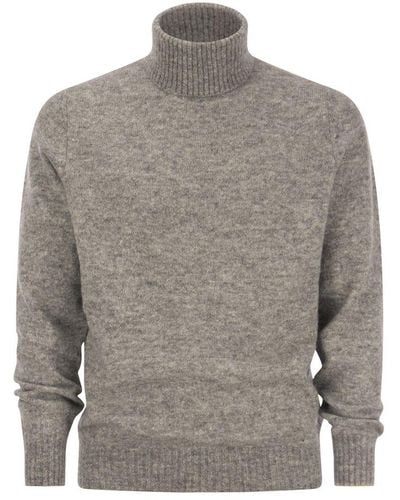 Brunello Cucinelli Turtleneck Sweater In Alpaca - Grey