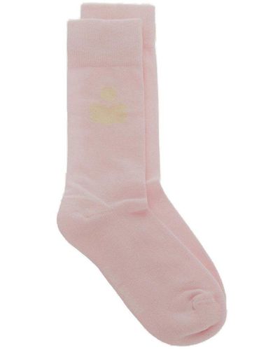 Isabel Marant Logo Intarsia Knitted Socks - Pink
