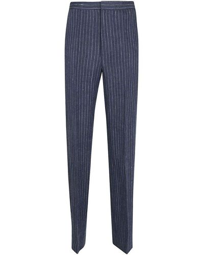 Polo Ralph Lauren Pinstriped High Waist Pants - Blue