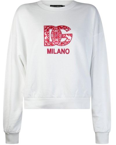Dolce & Gabbana Logo Embroidered Oversized Sweatshirt - White