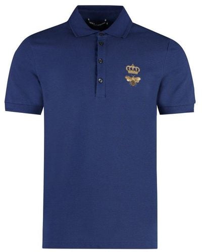 Dolce & Gabbana Cotton Piqué Polo Shirt - Blue
