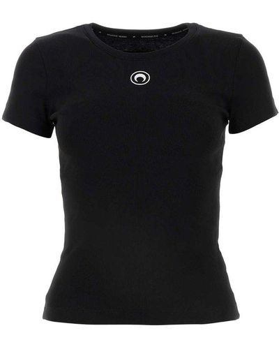 Marine Serre Logo Organic Cotton T-Shirt - Black