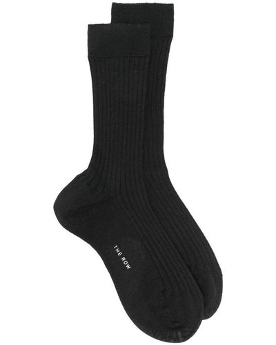 The Row Mid-calf Ribbed Socks - Black