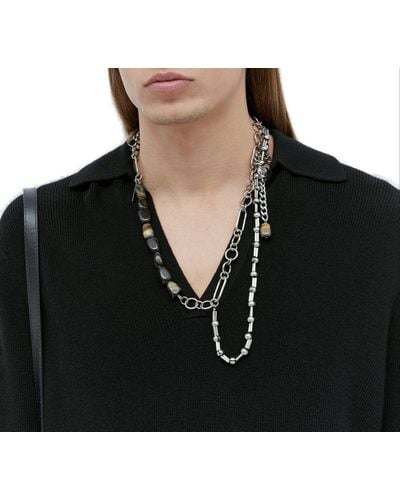 Dries Van Noten Tiger Pendant Chained Necklace - Black