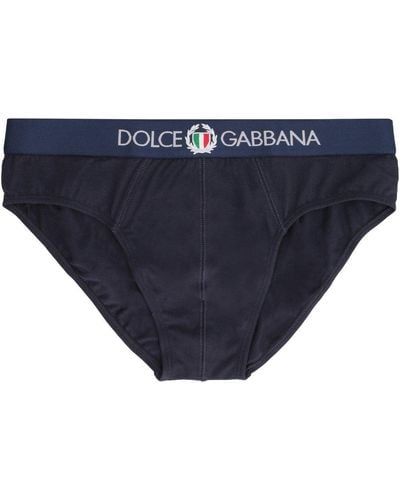 Dolce & Gabbana Logo-appliqued Briefs, - Blue